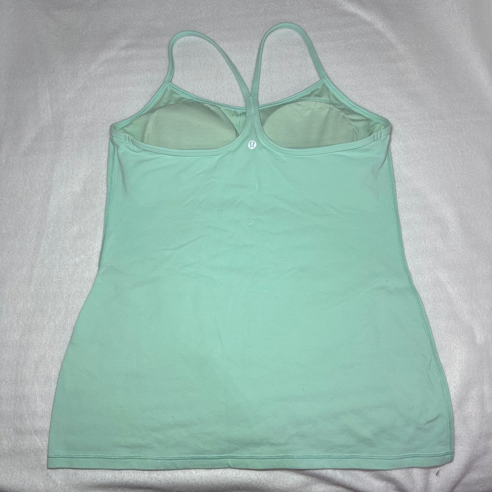 Lululemon Power Y Tank Luon Toothpaste Mint Green Size 12 Yoga Top - Picture 2 of 7